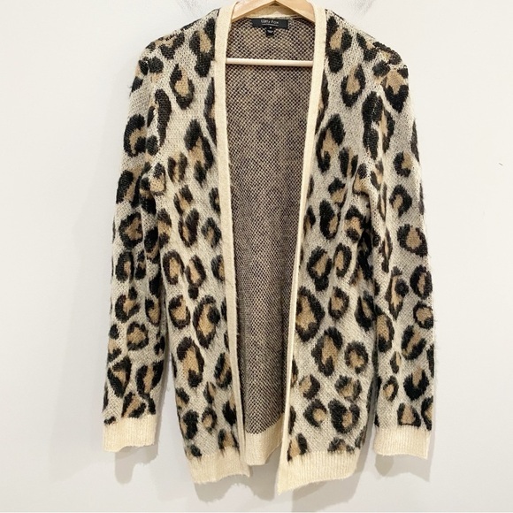 WITTY FOX Leopard Print Cardigan Open Front Longline Animal Print Size Medium - Picture 1 of 6